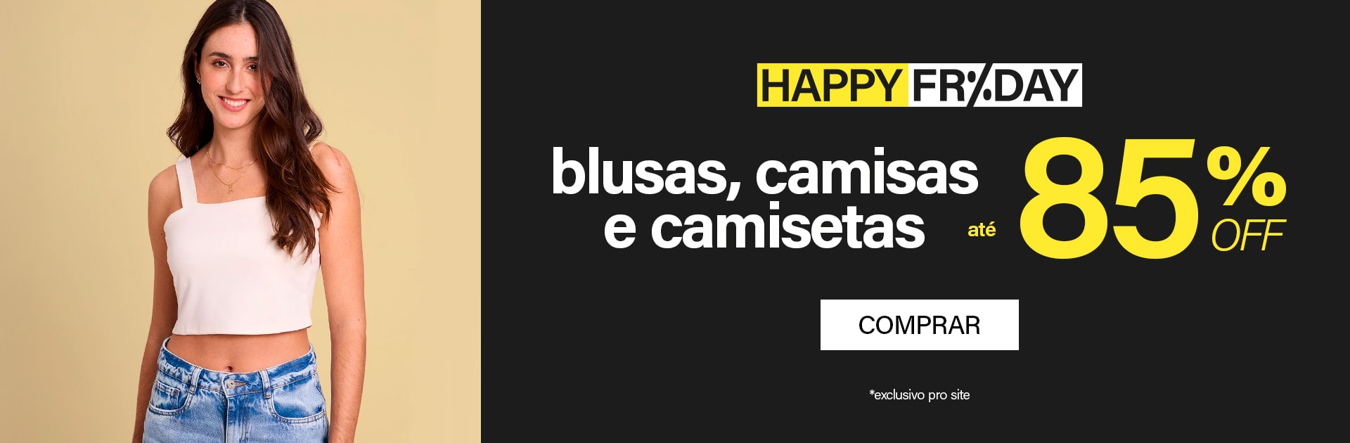 Happy Friday Blusas, camisetas e camisas até 85% off
