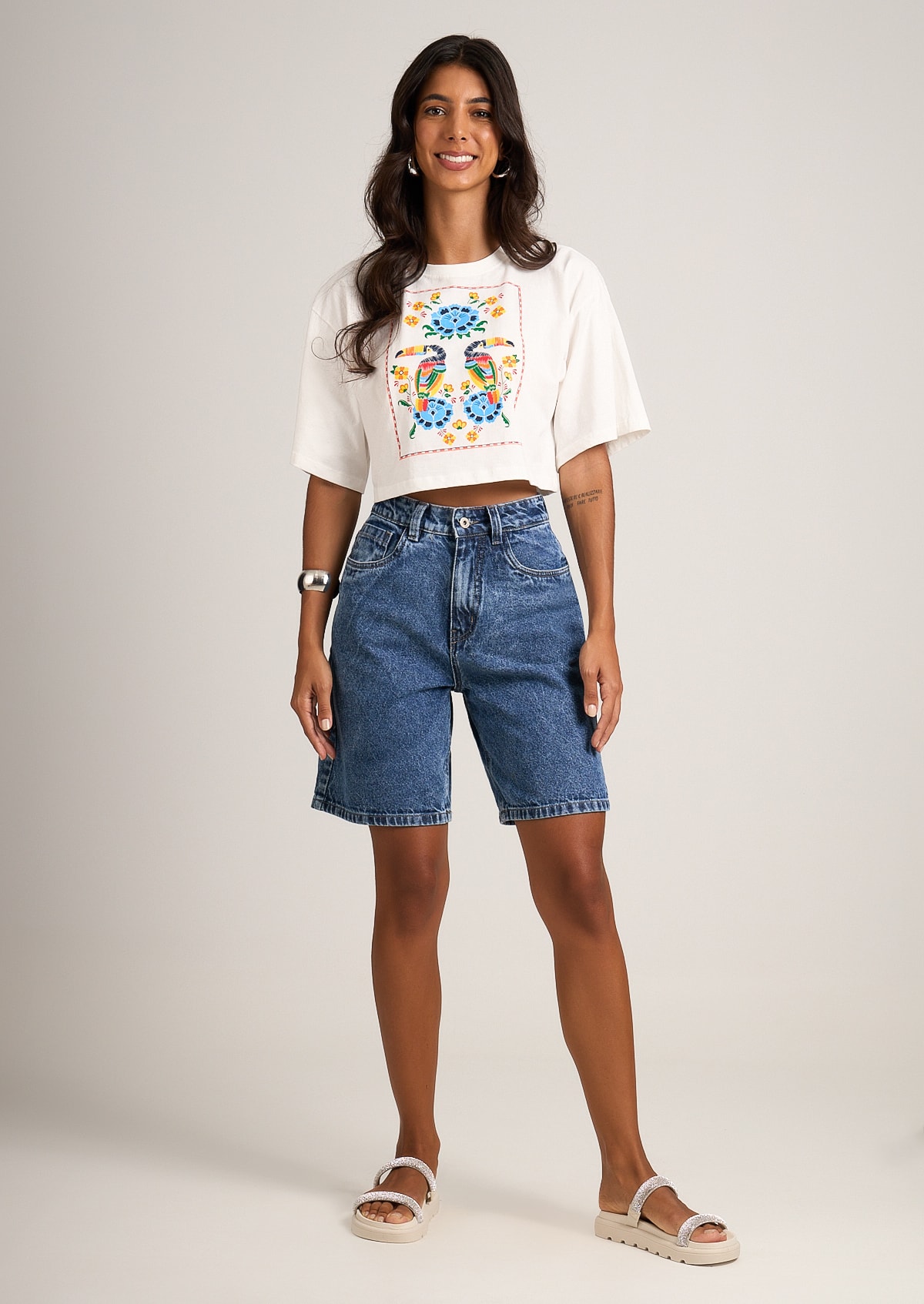 Bermuda Jorts Jeans Marmorizado - Monjuá