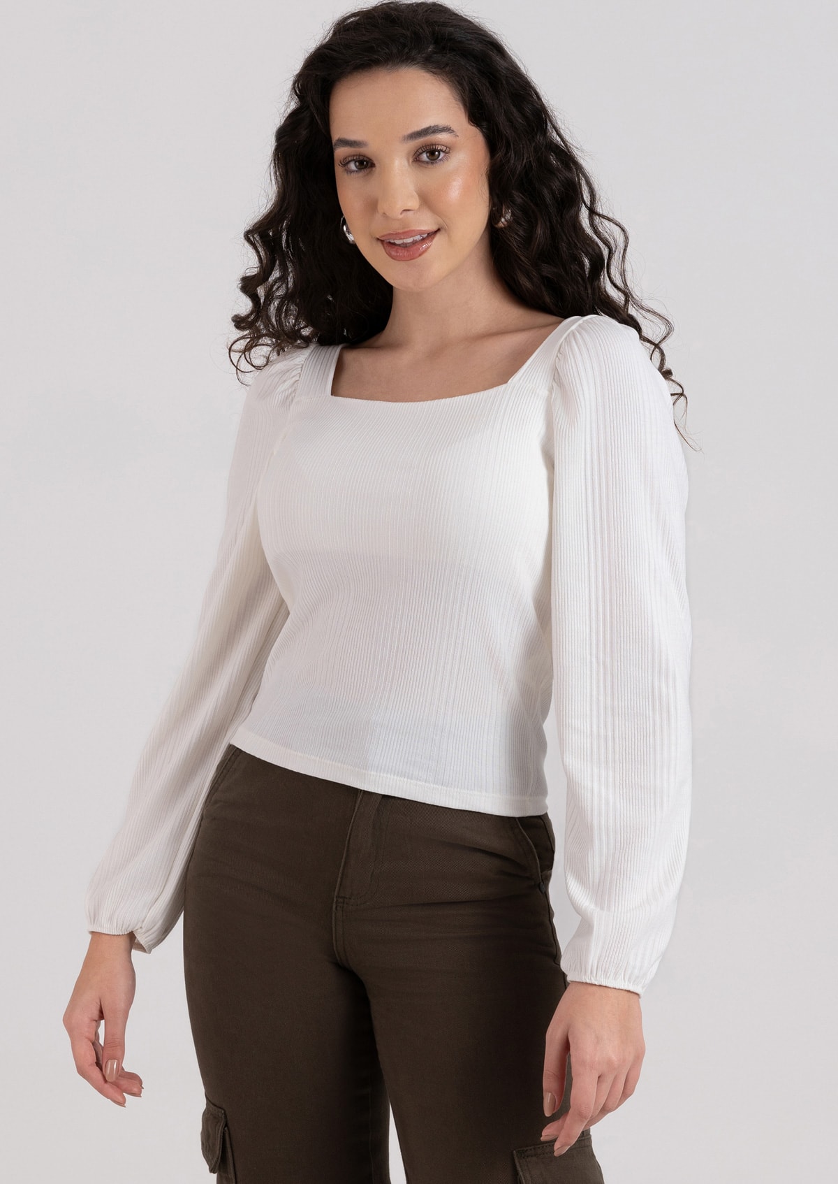 Blusa Manga Longa Princesa Texturizada Branca - Monjuá