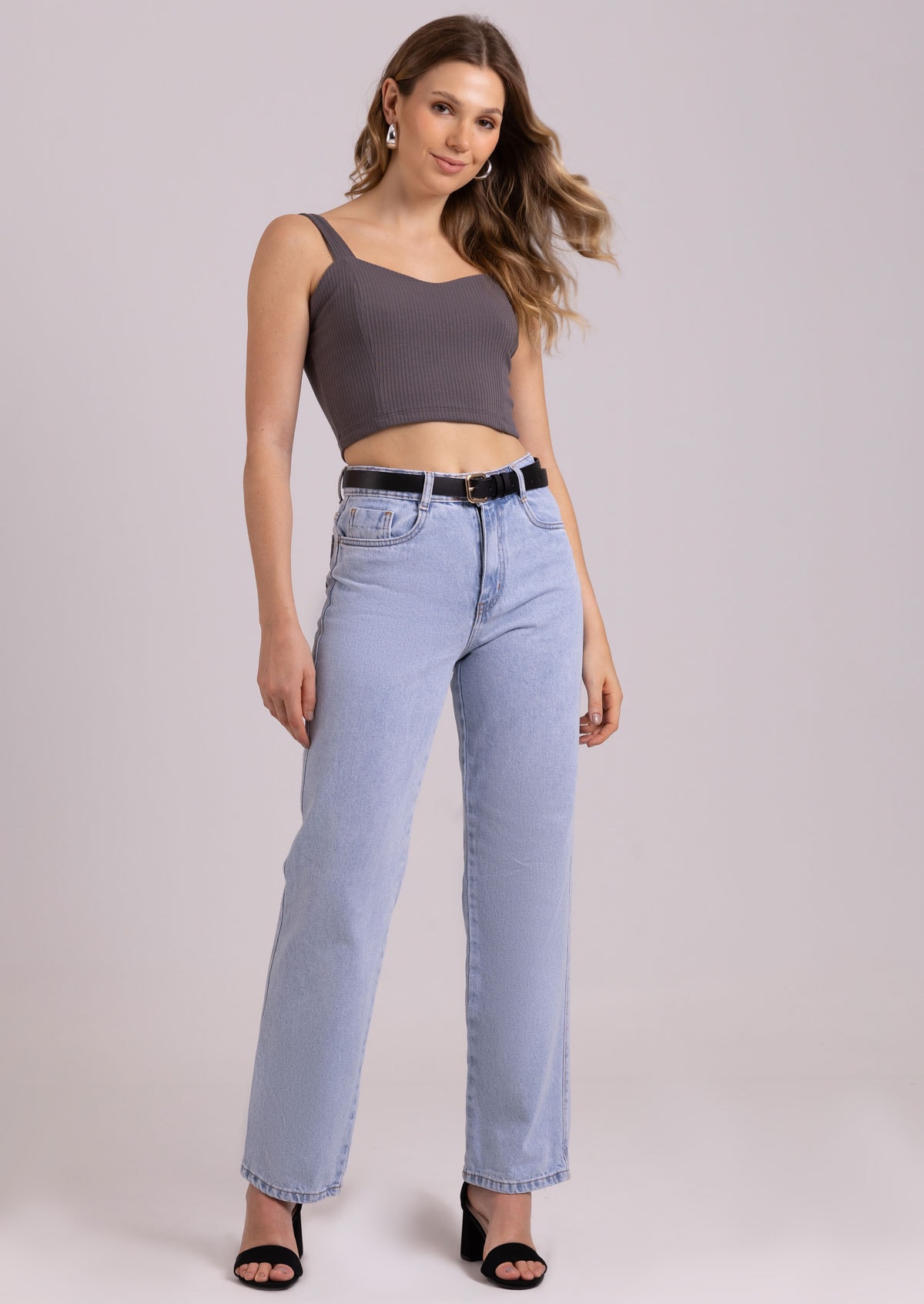 トップス Perverze 25AW CroppedHoodieKnit Top Gray Top Cropped Fitness Rosê - Divino Corpo