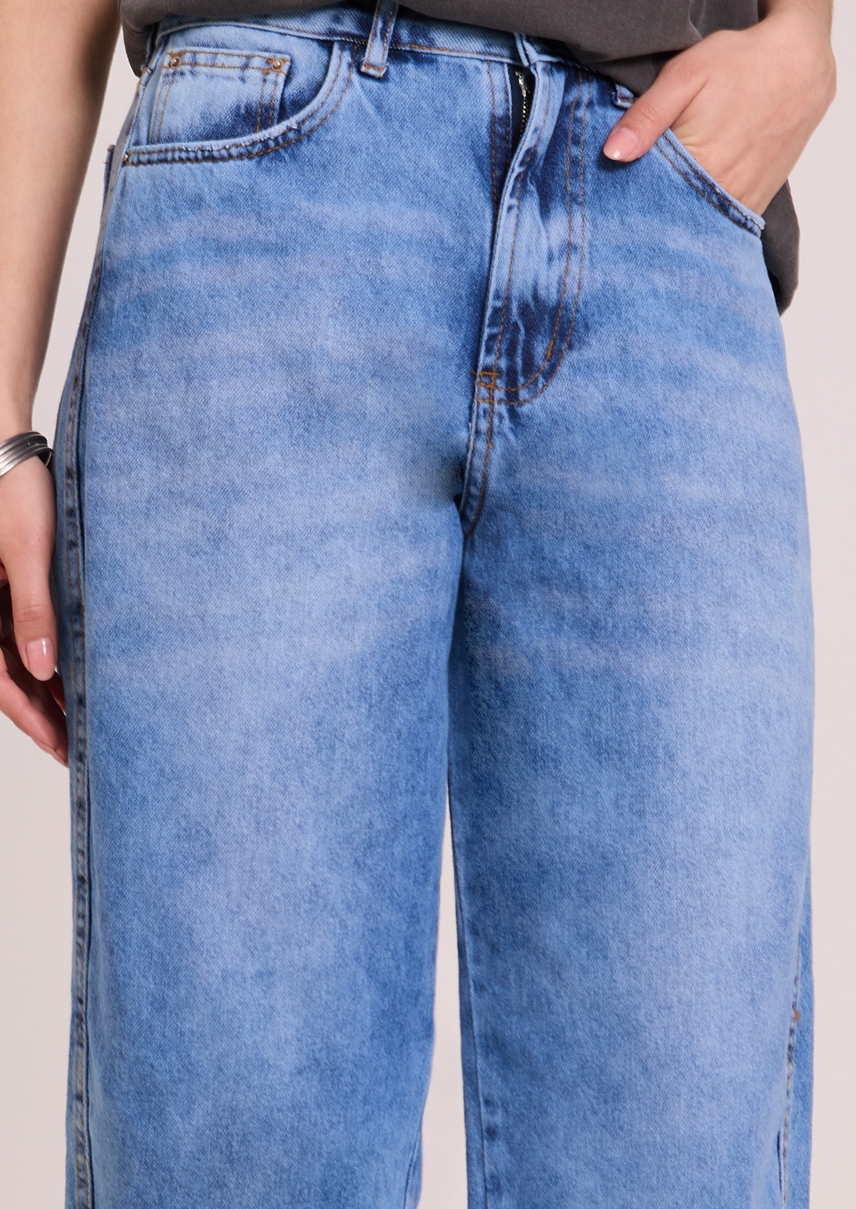 Calça Barrel Jeans Estonado - Monjuá