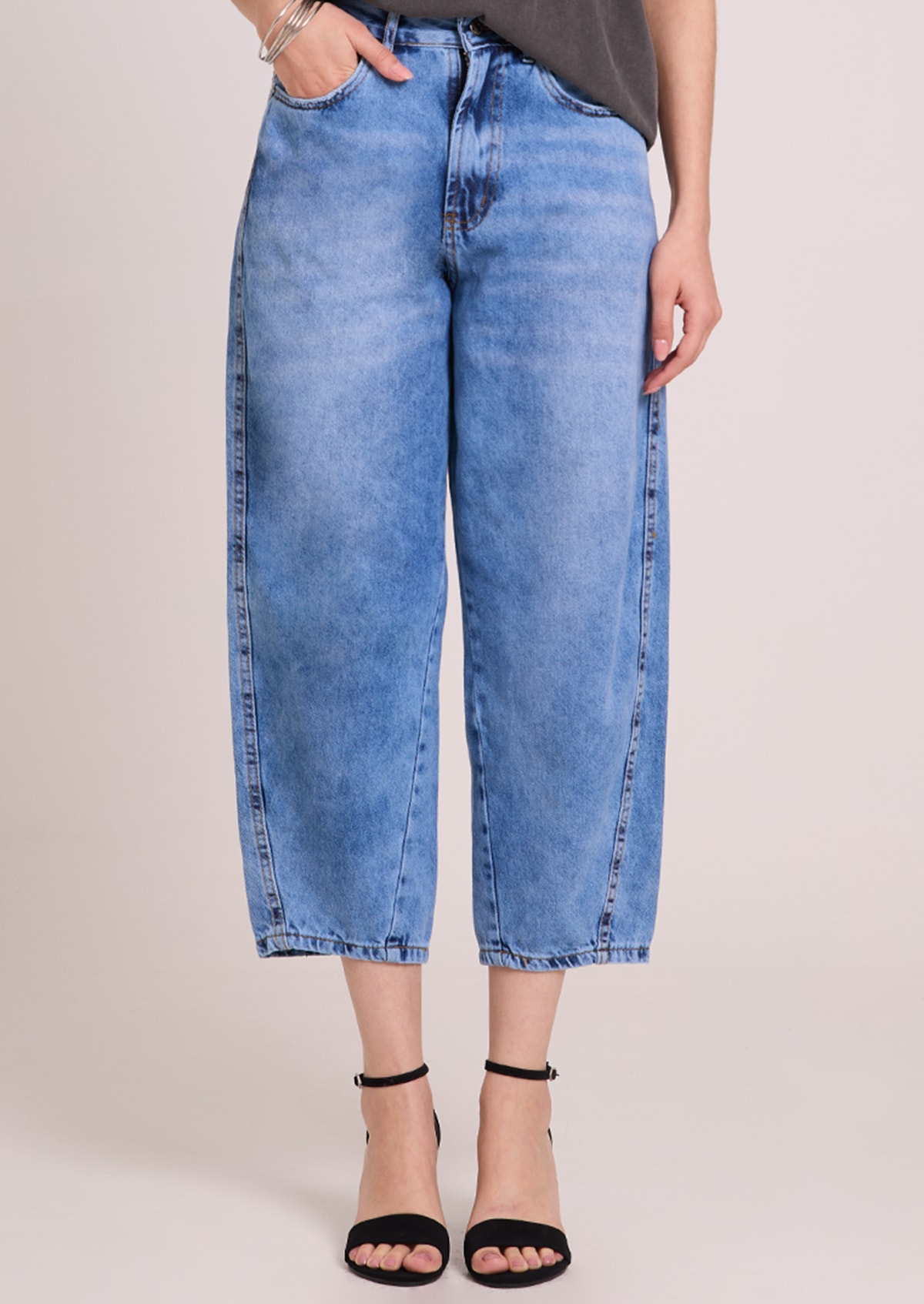 Calça Barrel Jeans Estonado - Monjuá