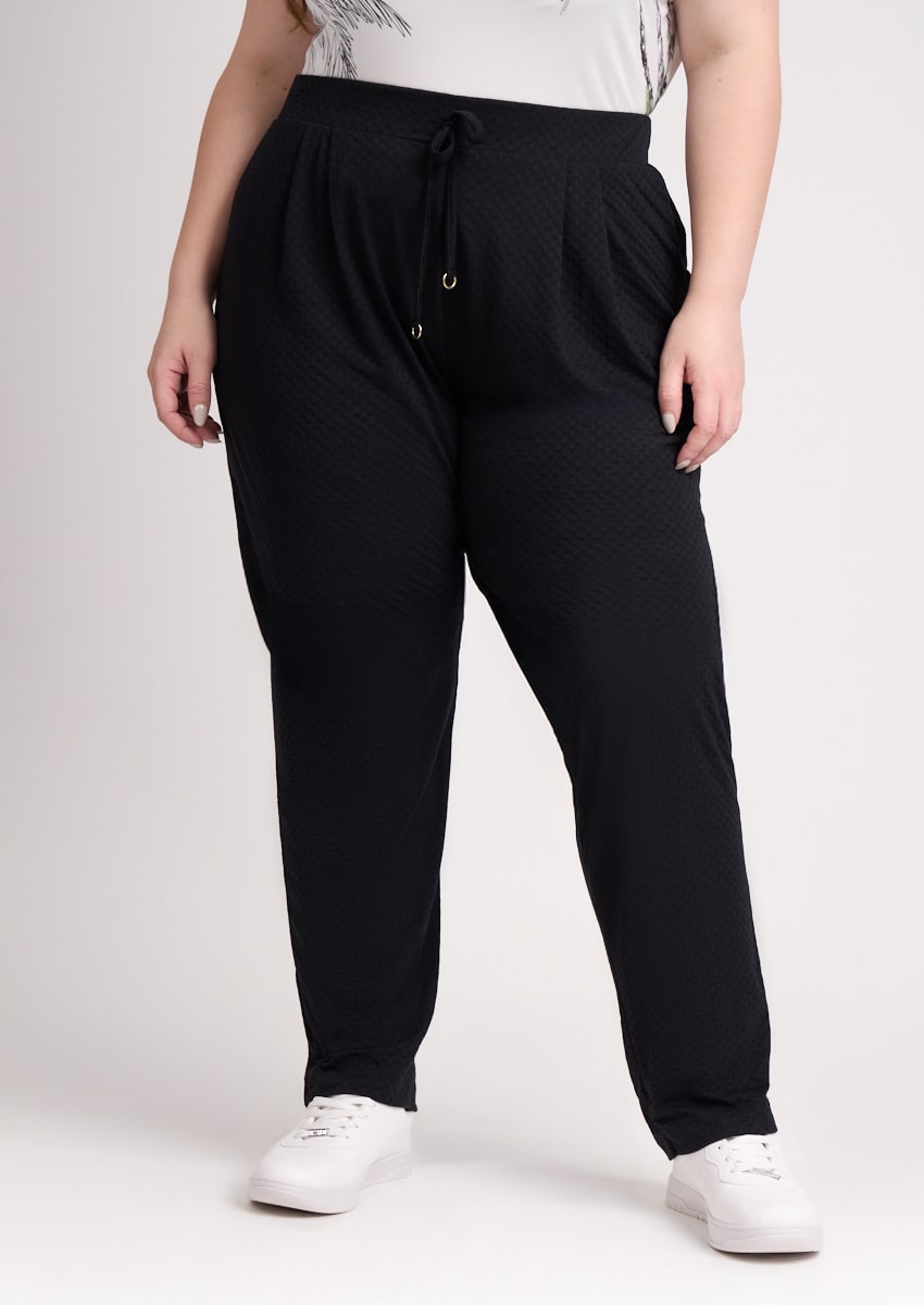 Scorp Constellation Pants - Black Mサイズ Calça Comfort Preta de Amarração Plus Size - Monjuá