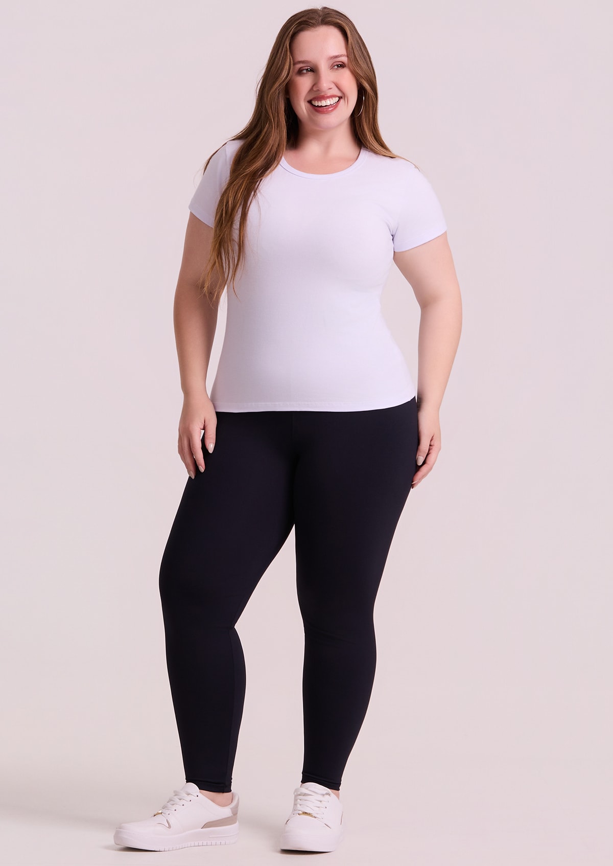 Calça Legging em Poliamida Preta Plus Size - Monjuá