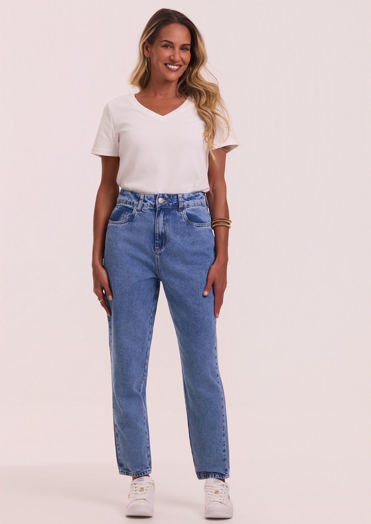Calça Mom Jeans Marmorizado Sawary - Monjuá