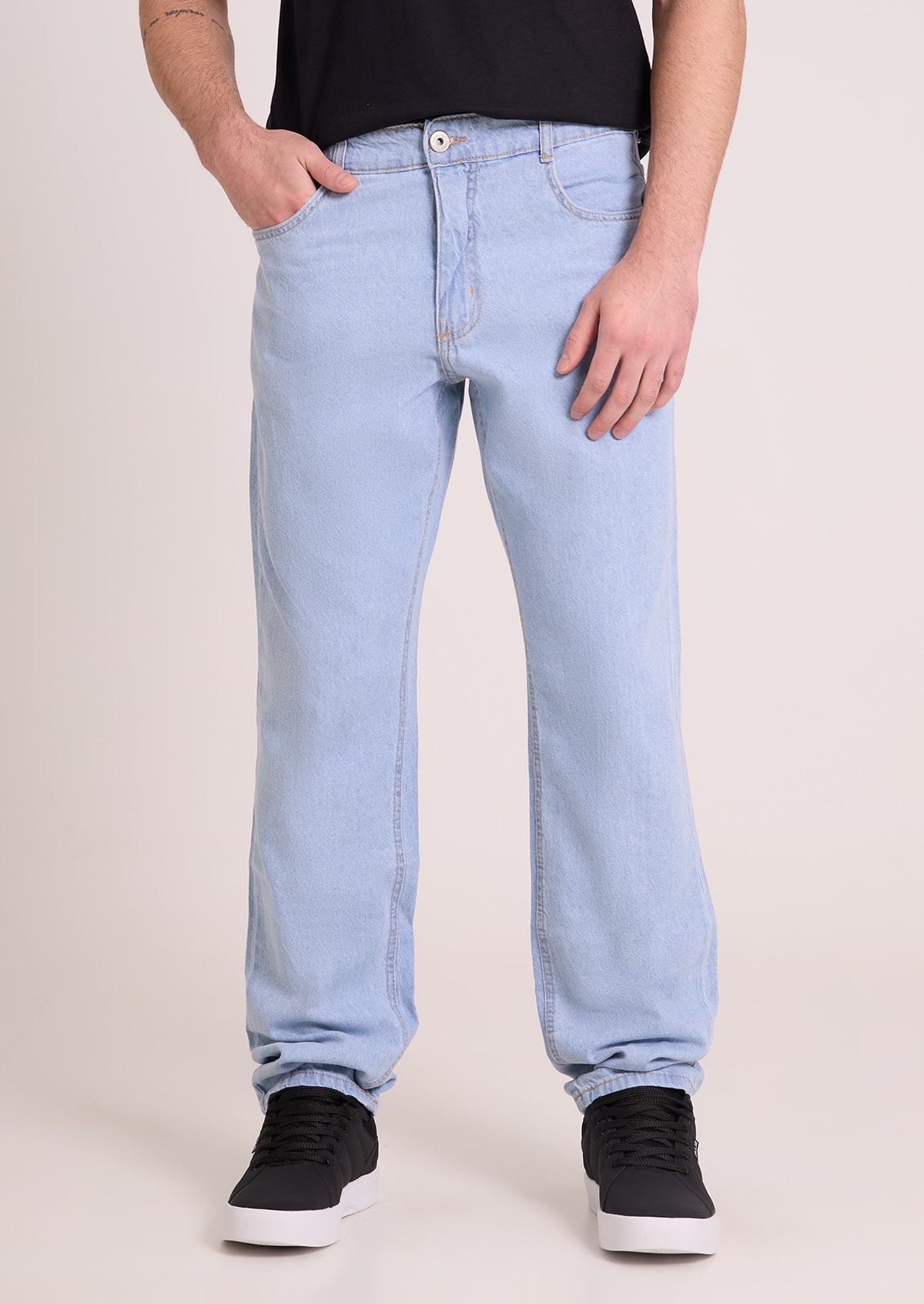 Calça Reta Jeans Delavê - Monjuá