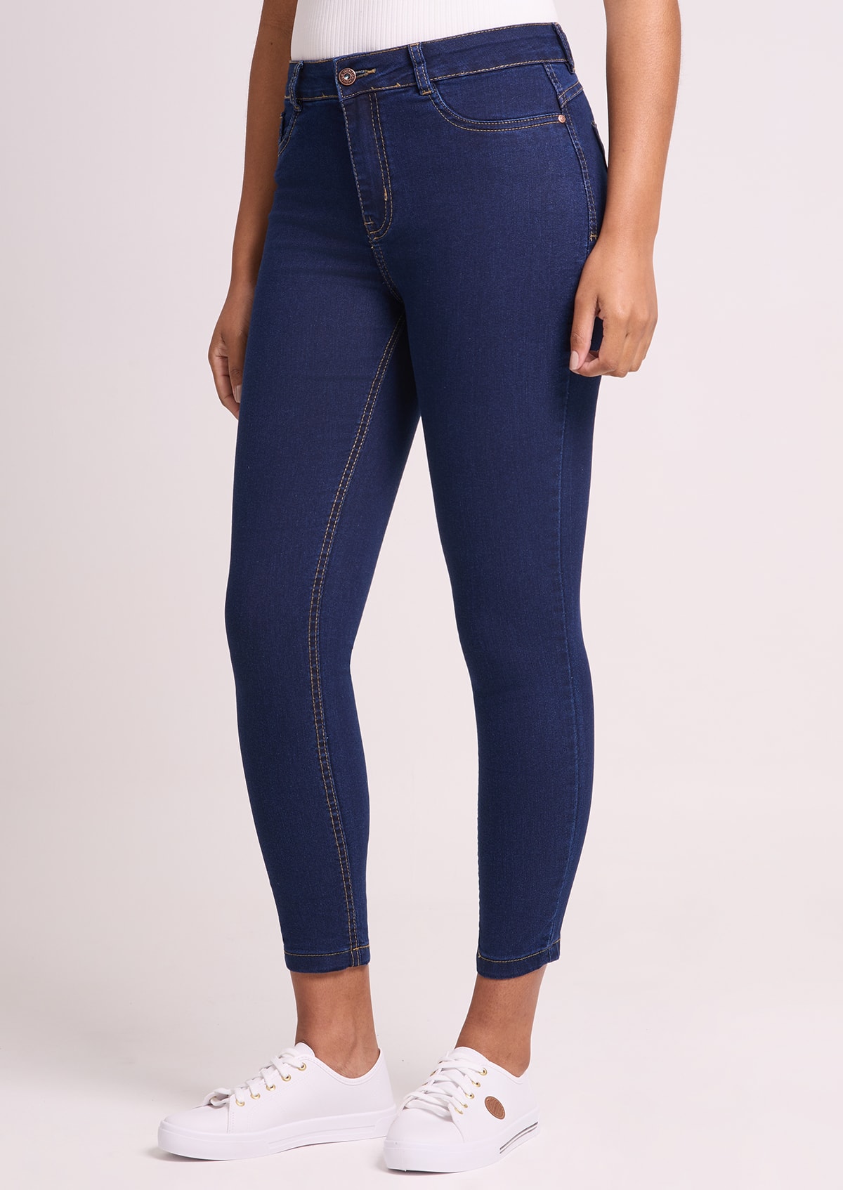 Calça Skinny Cropped Jeans Escuro - Monjuá