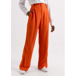 Calça Wide Leg em Crepe Laranja - Monjuá