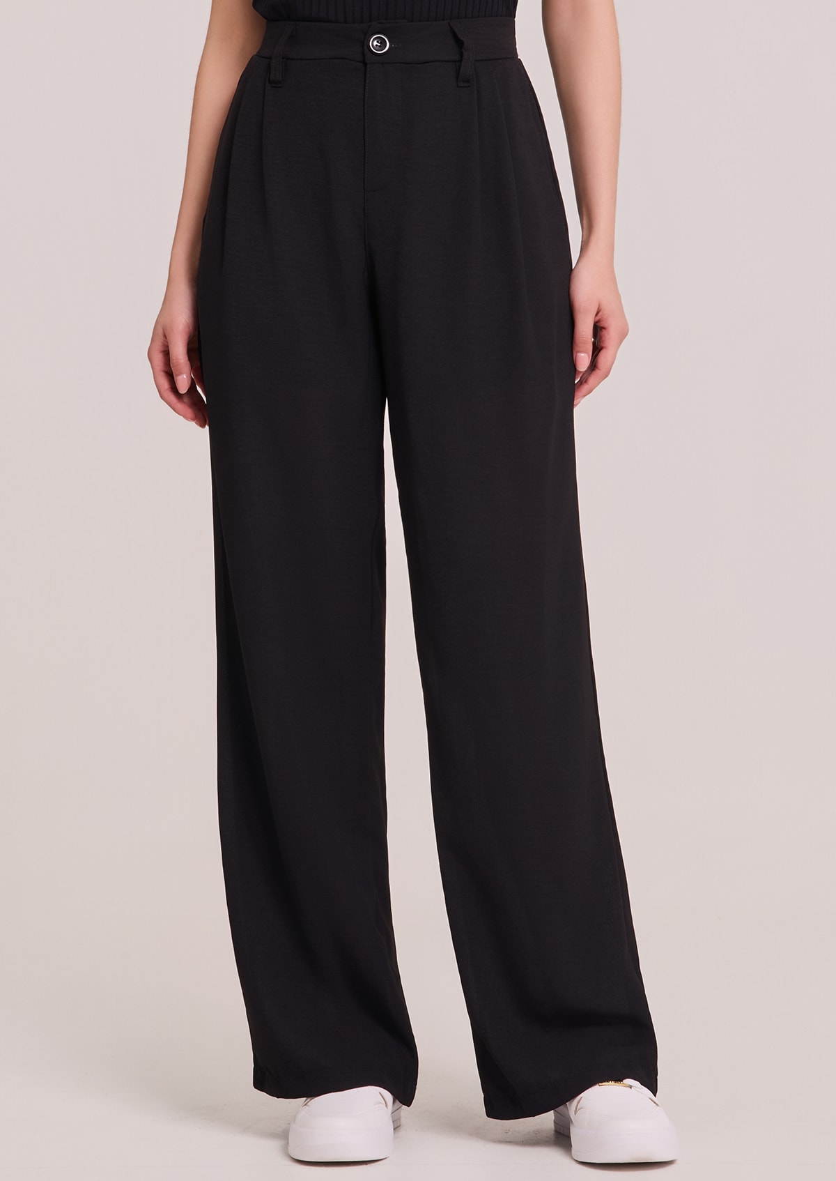MANA 39ブラック Calça Wide Leg em Crepe Preta - Monjuá