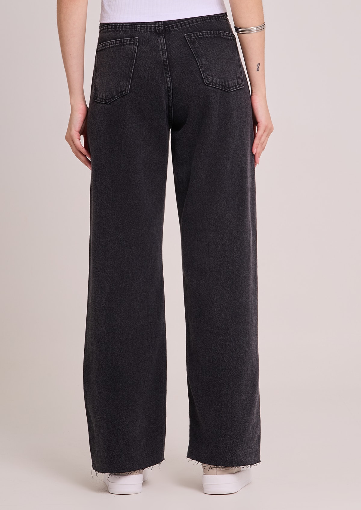 Calça Wide Leg Jeans Preta - Monjuá