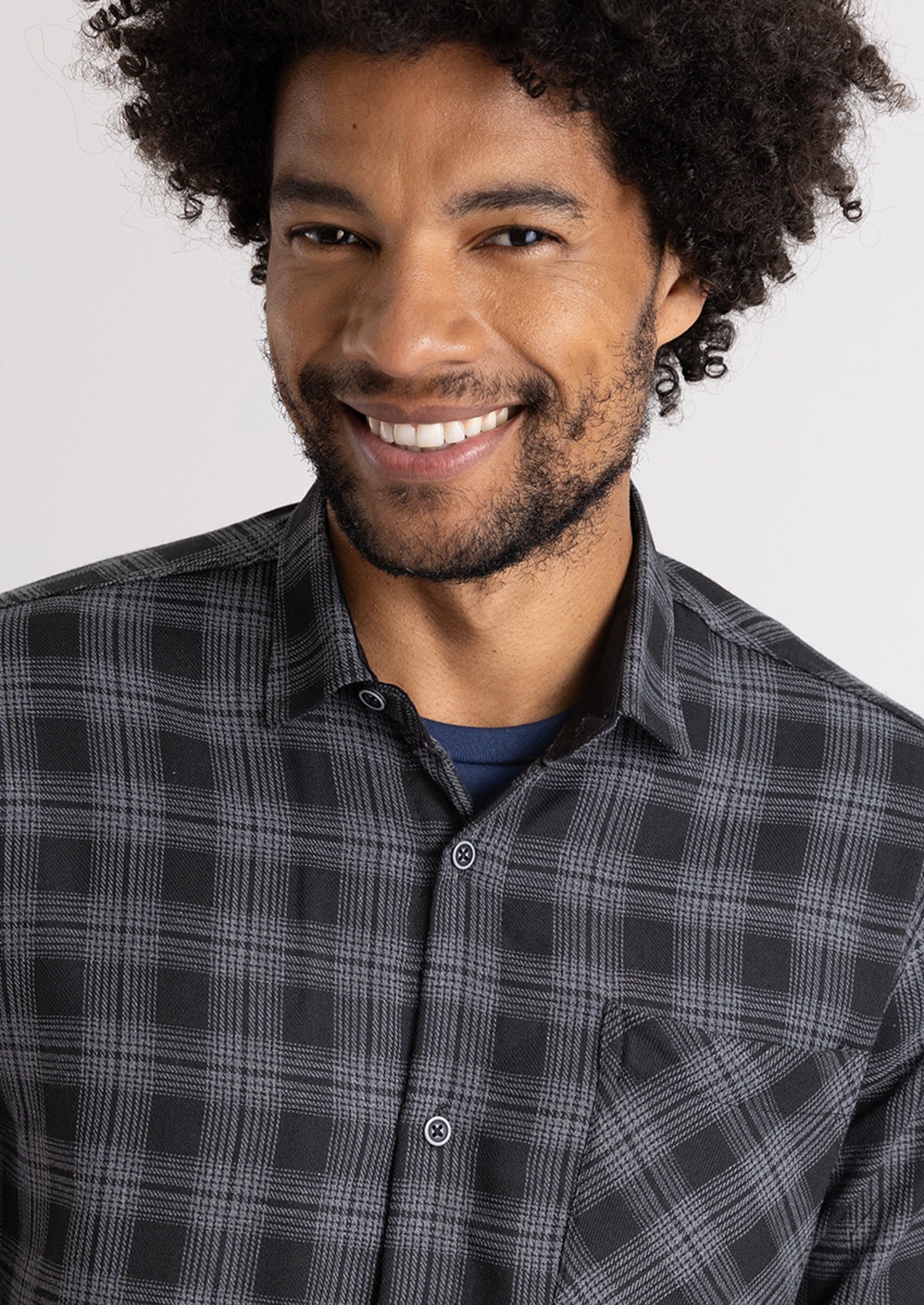 Camisa Flanela Manga Longa Xadrez Cinza - Monjuá