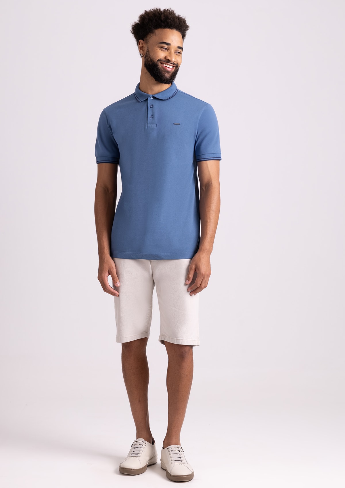 Camisa Polo Manga Curta Azul - Monjuá