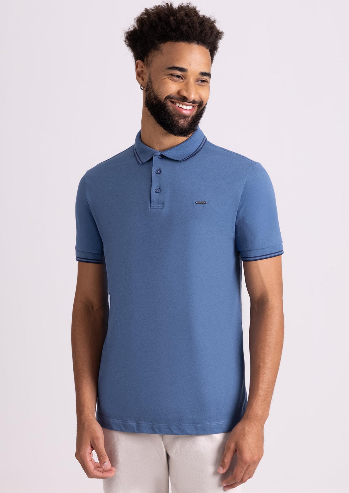 Camisa Polo Manga Curta Azul - Monjuá