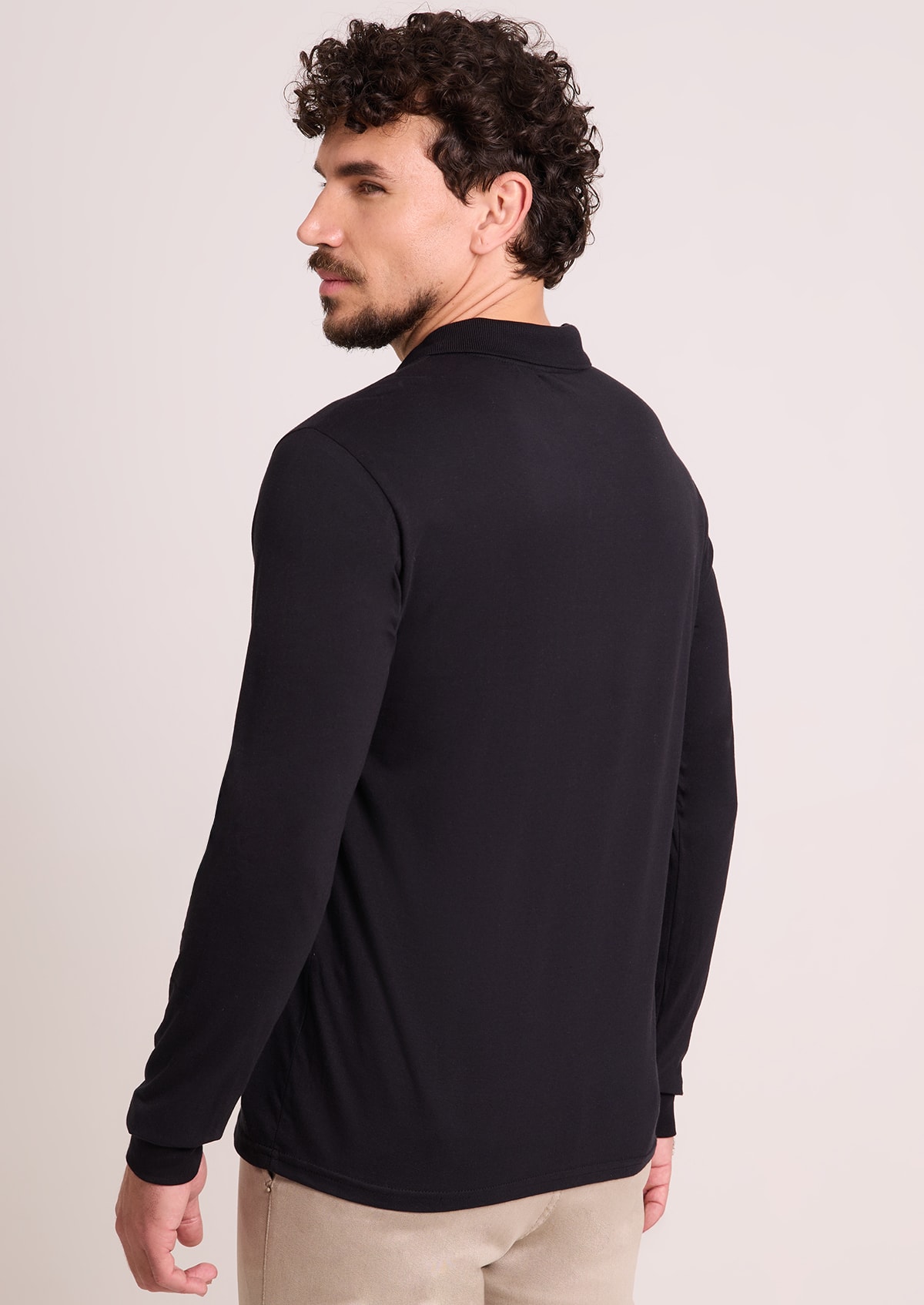 Camisa Polo Manga Longa Preta - Monjuá