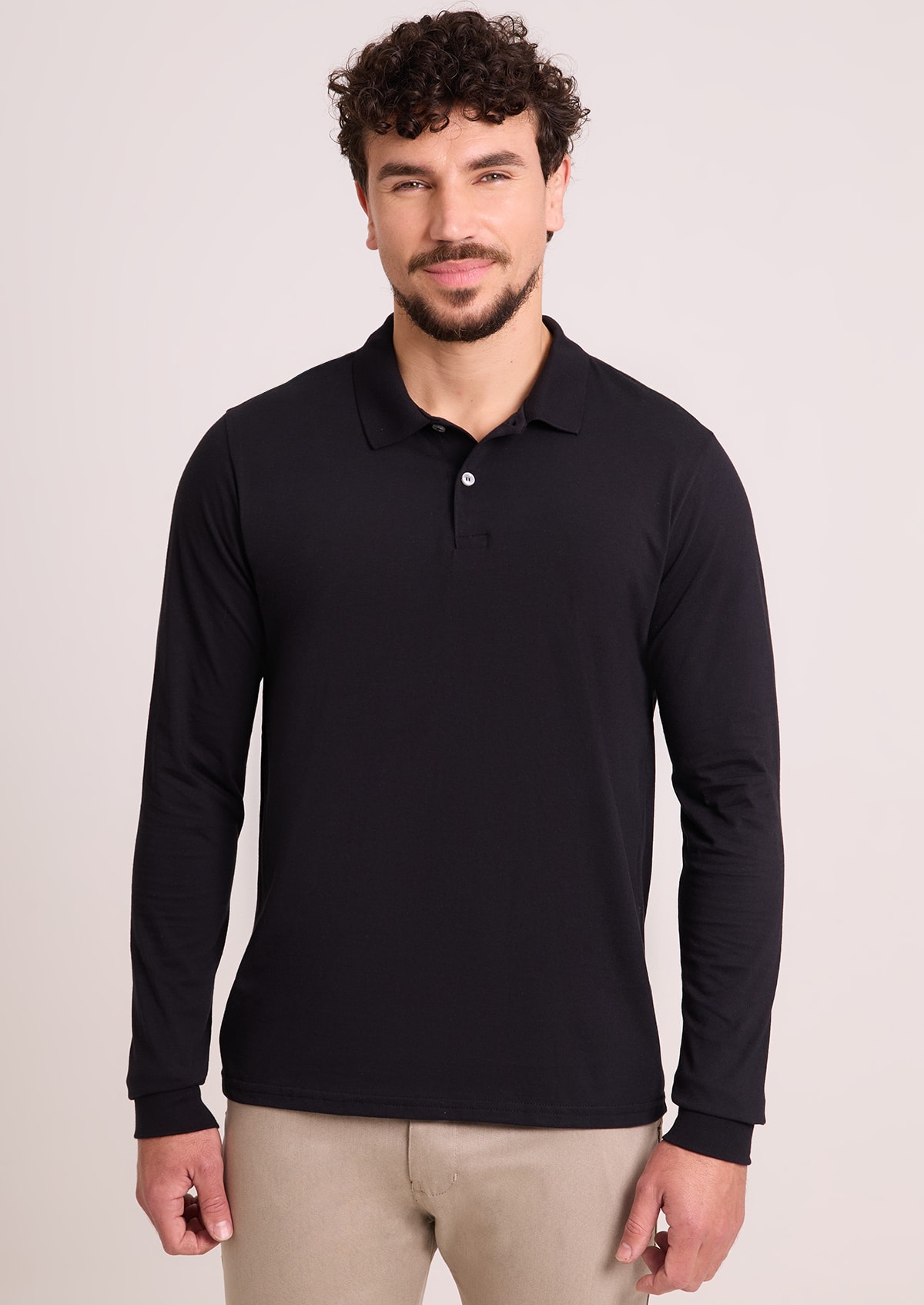 トップス KDG POLO LS SHIRT BLACK Camisa Polo Manga Longa Preta - Monjuá