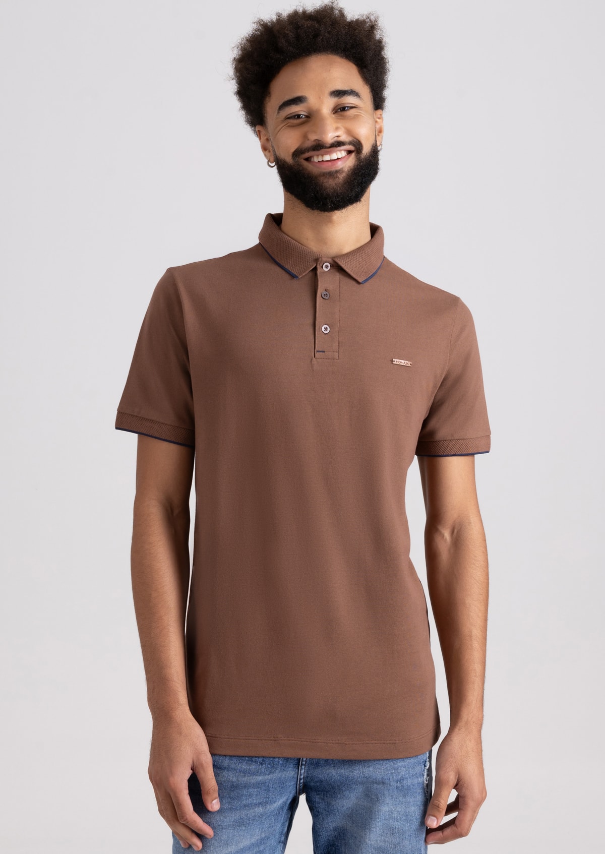 Camisa Polo Piquet Manga Curta Marrom - Monjuá