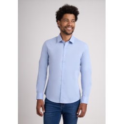 Camisa Slim Manga Longa Azul - Monjuá