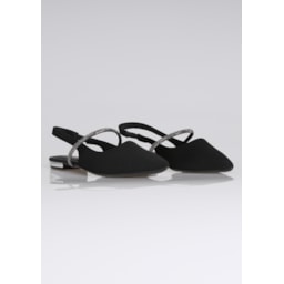 Sapatilha Bebecê Slingback em Nobuck Preta com Brilhos - Monjuá