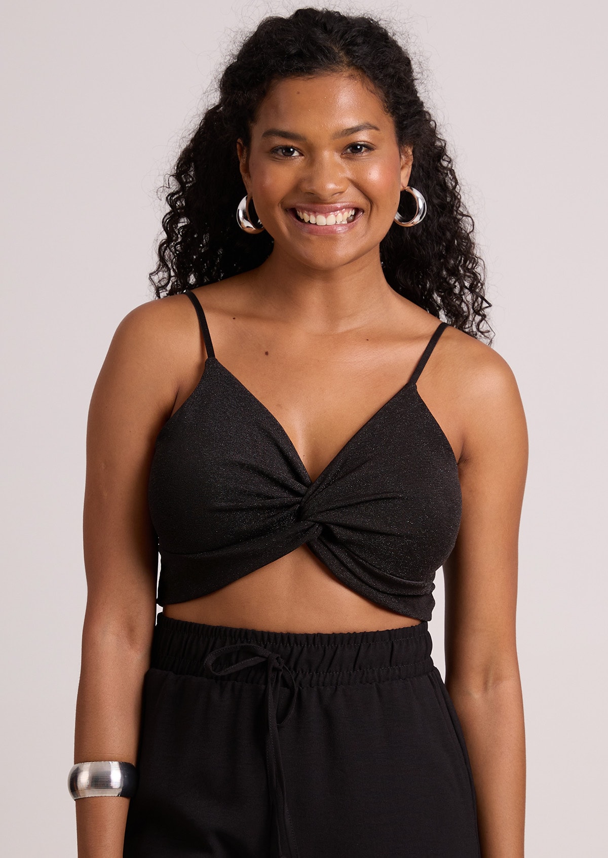 Top Cropped em Lurex Preto - Monjuá
