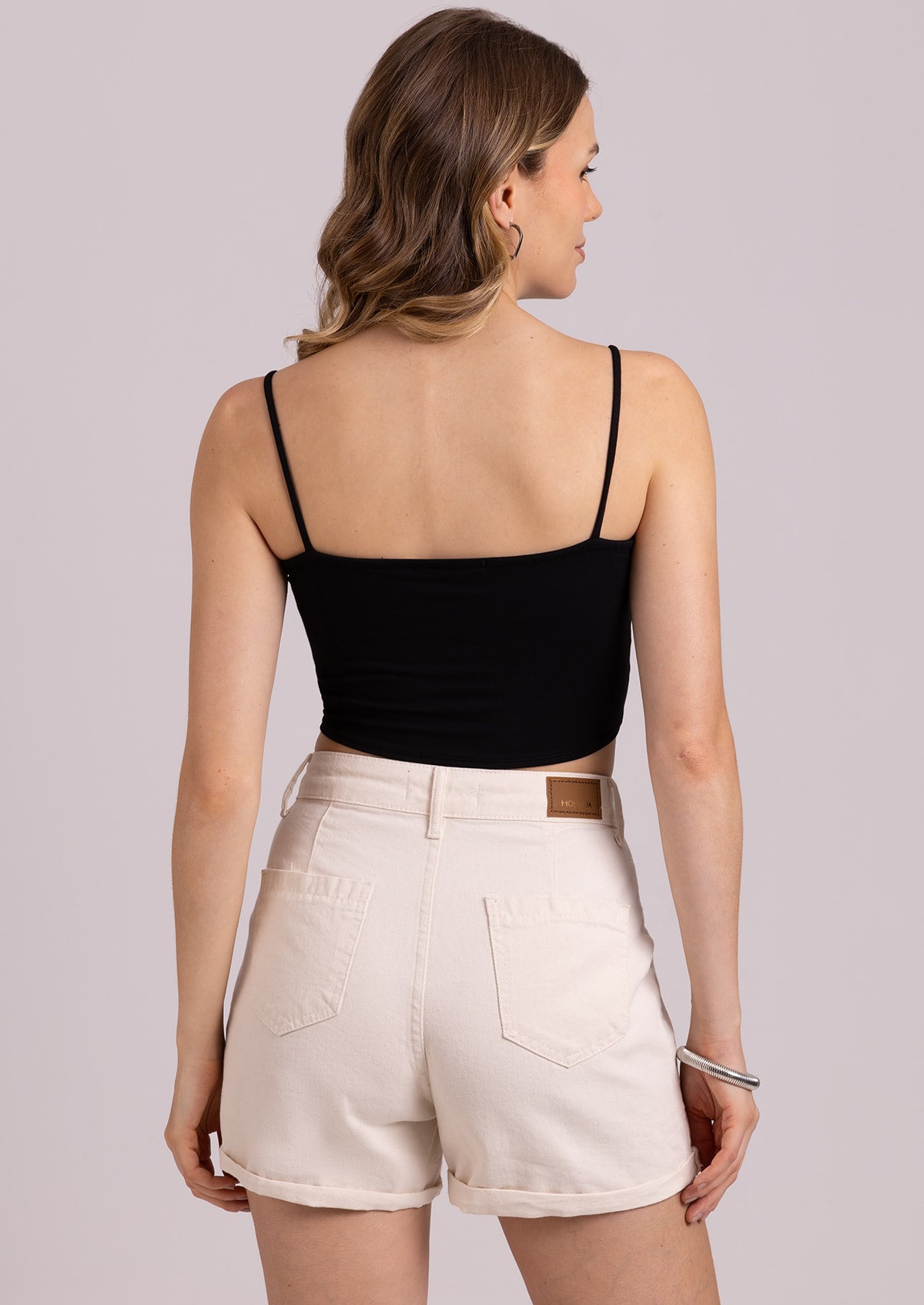 Top Cropped Preto com Decote Quadrado - Monjuá
